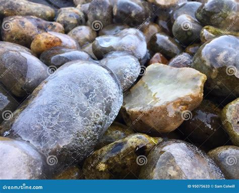 Frozen Stones Stock Image Image Of Frozen Covered Stream 95075633