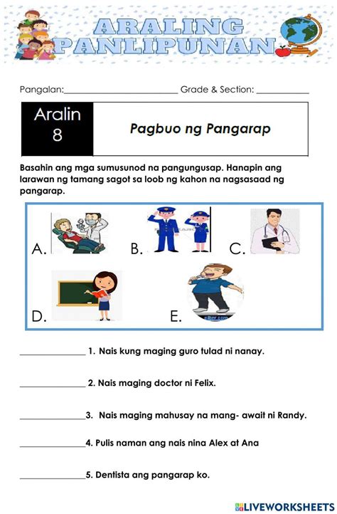 Araling Panlipunan Module Worksheet 1st Grade Worksheets Education