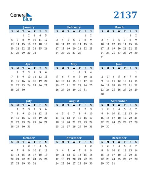 2137 Calendar Pdf Word Excel