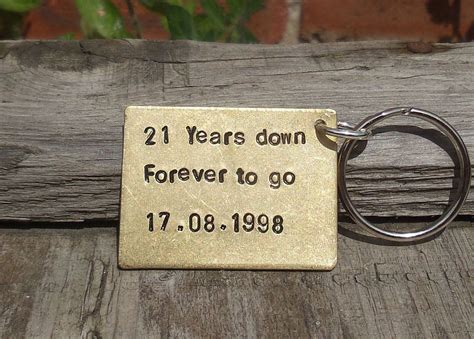 Personalised gifts for husband birthday. 21st Wedding anniversary Keyring PERSONALISED DATE Husband ...