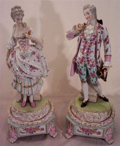 Vintage Pair Porcelain Figurines Dresden Porcelain Porcelain