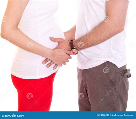 Mom And Dad With Hands On The Belly Stock Photo Image Of