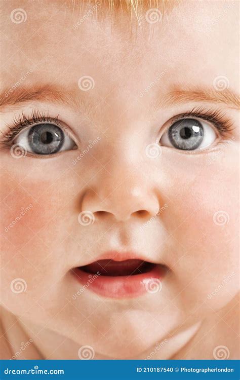 Closeup Of Cute Baby Girl With Blue Eyes Stock Photo Image Of