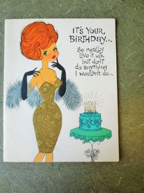 Vintage Greeting Card Birthday Card Bombshell Woman Birthday Card