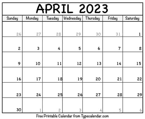 Blank Calendar 2023 Printable April Free Imagesee