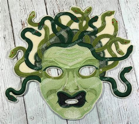 Medusa Embroidered Face Mask 3 Sizes Fun Mask Halloween Etsy