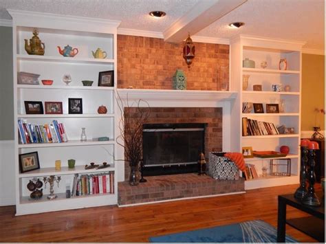 Bookshelves Flanking A Fireplace Built In Shelves Living Room