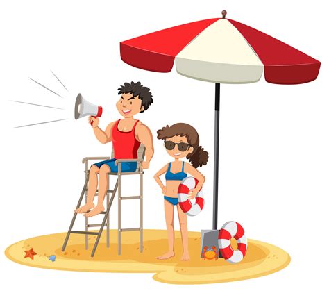 Lifeguard At The Beach On White Background 298501 Vector Art At Vecteezy