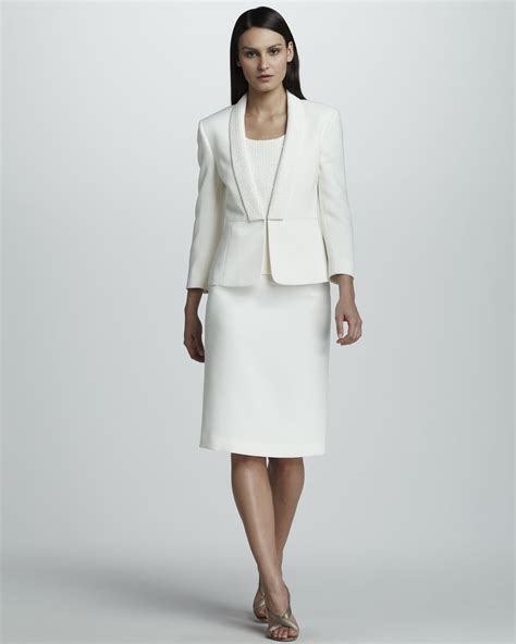Lyst Tahari Suit With Sequined Lapels In White