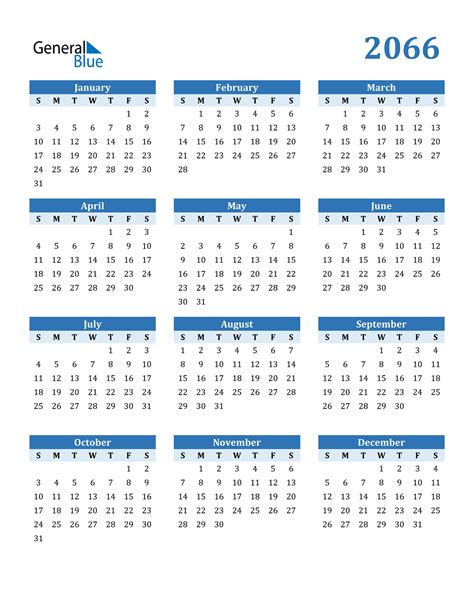 2066 Calendar Pdf Word Excel