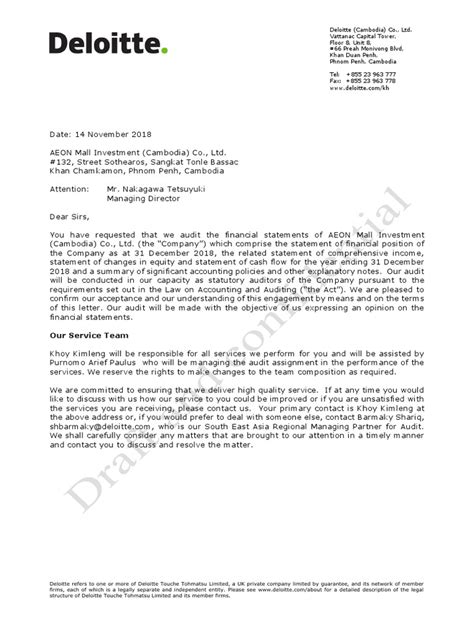 Audit Engagement Letter Example Imagesee