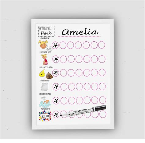 Potty Training Chart for girls Download Potty Chart | Etsy | Potty training chart, Potty chart 