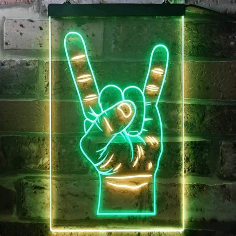 Rock N Roll Hand Sign Of The Horns Led Neon Light Sign