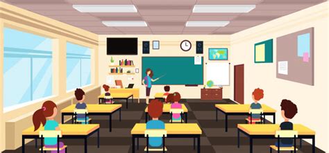 See classroom cartoon stock video clips. Premium Vector | Teacher at blackboard and children at ...