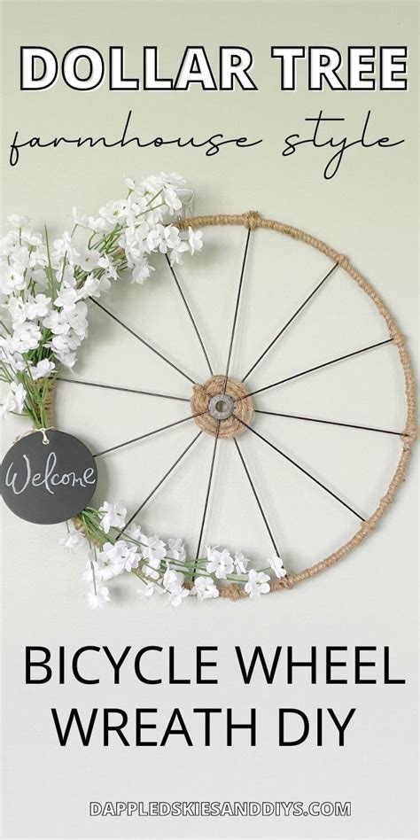 Dollar Tree Bicycle Wheel Wreath Diy Dappled Skies And Diys
