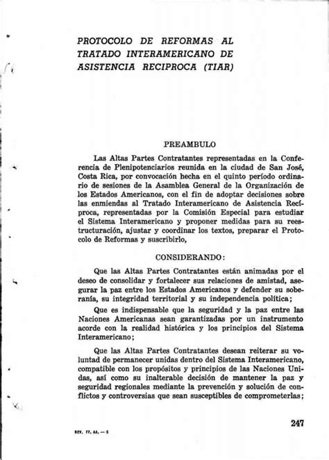 Pdf Protocolo De Reformas Al Tratado Interamericano De Asistencia