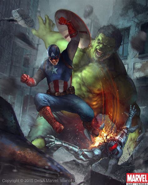 Esta Ilustración Del Capitán América Y Hulk Vs Ultron Muestra Una De