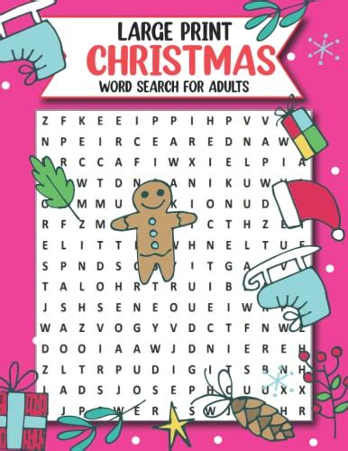 Large Print Christmas Word Search For Adults Christmas Themed Word