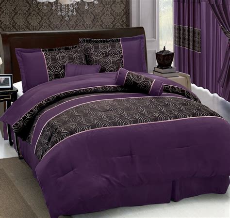 7pcs Queen Purple Jacquard Comforter Set Ebay