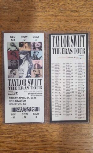 Commemorative Taylor Swift Concert Ticket The Eras Tour Customized