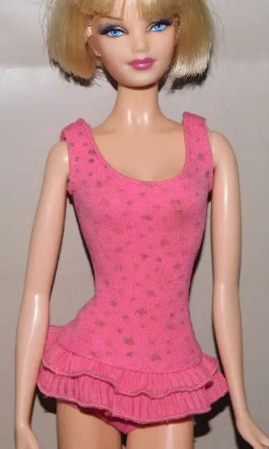 Vintage Miss Barbie Doll 1964 1060 Pink Gold Ruffle Skirt Swimsuit Bathing Suit 29 00 Picclick