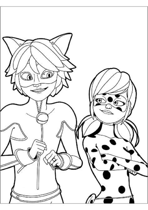 Coloriage Miraculous Et Chat Noir  baibetter