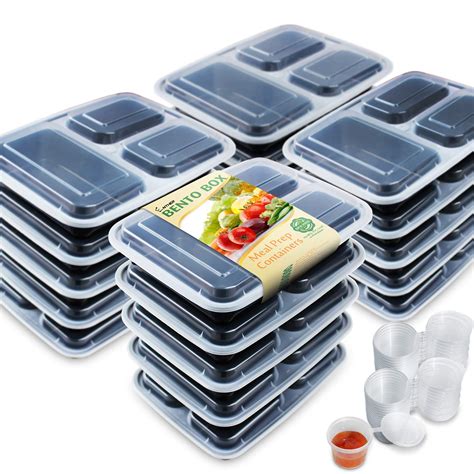 Buy Enther Meal Prep Containers [20 Pack] 36oz 3 Compartment With Lids Food Storage Bento Box