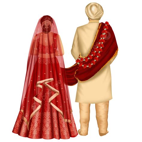 Indian Punjabi Sikh Wedding Rituals Bride And Groom Back View