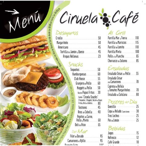 Menú Ciruela Cafe Isla De Megarita Menú De Comidas Comida Comida