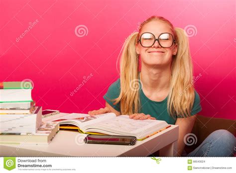 curious naughty playful schoolgirl with hairstyle like pippi l royalty free stock image