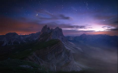 4561519 Dolomites Mountains Mountains Long Exposure Starry Night