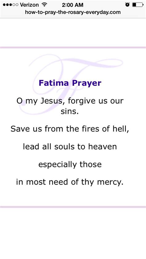 Fatima Prayer Fatima Prayer Praying The Rosary All Souls