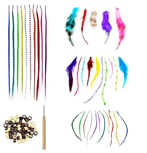 Feather Hair Extension Kit 100pc Set Including Feathers Hook Beads Feather