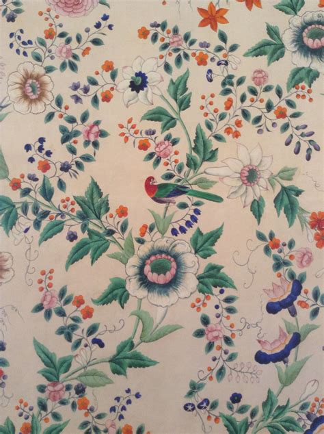 Chinoiserie Wallpaper 18th Century Bird And Flower Hand Painted With