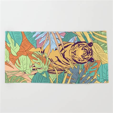 Tiger Beach Towel By Fernanda Schallen Society6
