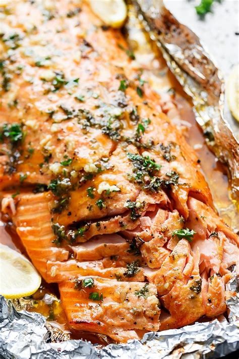 Place salmon in the center of the foil. Honey Garlic Butter Salmon In Foil | Recipe (With images ...