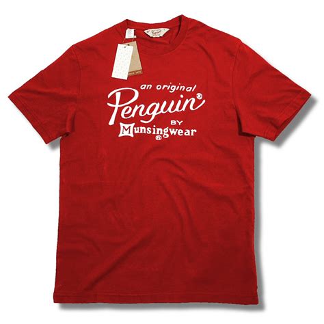Original Penguin Retro Cotton Munsingwear Text Logo Crew Neck Tee Shirt