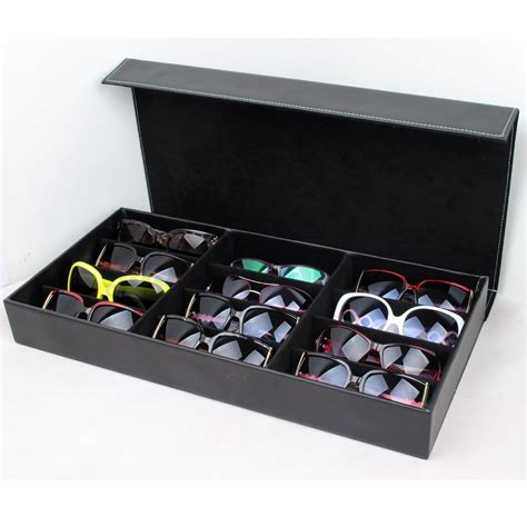 12grid Pu Leather Eyeglass Sunglasses Storage Display Case Box Stand Holder Tray Ebay