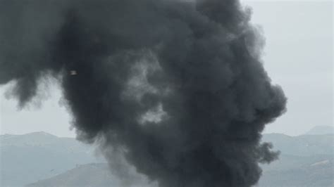 Column Of Black Smoke From A Fire Stock Footage Videohive