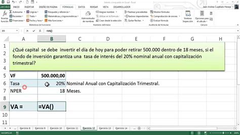 Calculo Del Valor Presente En Excel Printable Templates Free