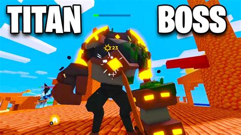 New Titan Boss Fight Roblox Bedwars Youtube