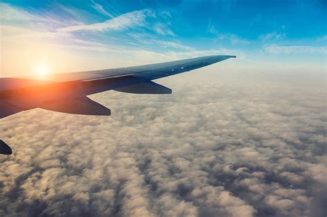 Hd Wallpaper Gray Airplane Wing The Sky The Sun Clouds Flight The