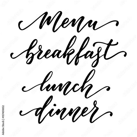 Menu Breakfast Lunch And Dinner Hand Lettering Black Brush
