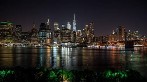 Manhattan Skyline At Night Backiee