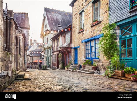 Panoramic View Of A Charming Street Scene In An Old Town In Europe In