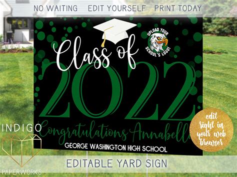 Printable 2022 Graduation Lawn Sign Custom Green And Black Etsy In 2022