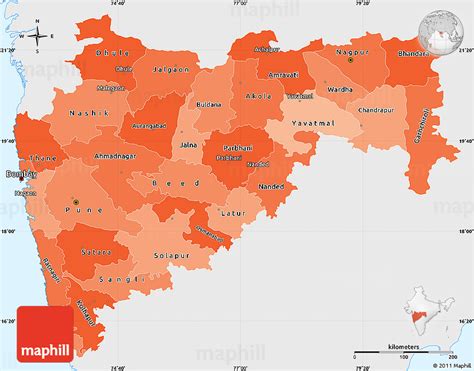 Political Shades Simple Map Of Maharashtra Single Color Outside