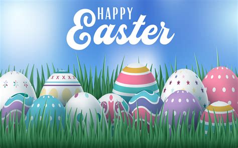 Easter Card with Decorative Eggs in Grass 1000650 Vector Art at Vecteezy