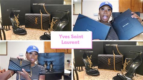 my first ysl purchase unboxing wallet on chain mono handbag and cassandra heel in black gold