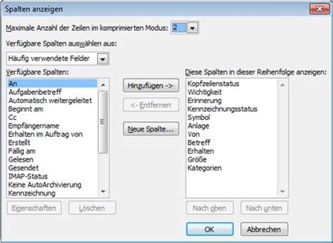You must use outlook to create or edit items in this folder. Hinzufügen oder Entfernen von Spalten im Posteingang - Outlook